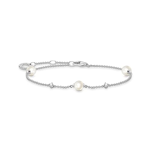 THOMAS SABO Damen Armband Perlen mit weißen Steinen 925 Sterlingsilber A2038-167-14-L19V