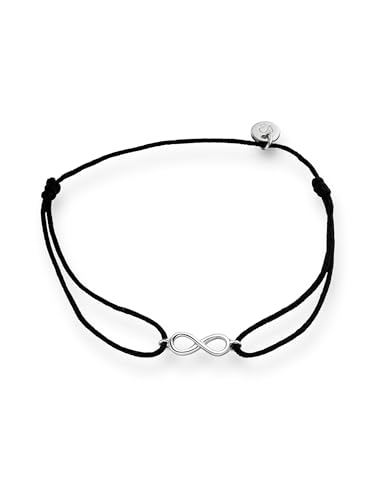 Glanzstücke München Damen-Textilarmband schwarz Infinity Sterling Silber 15-22 cm - Stoffarmband Infinitysymbol Armband Unendlichkeit Armbändchen