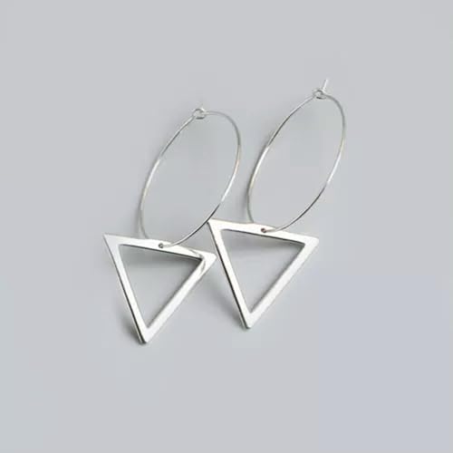 925 Silber Creolen Dreieck baumeln Tropfen Ohrringe Damen Schmuck-Platin