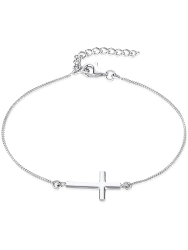 Rafaela Donata Damen-Armband Kreuz 925/- Sterling Silber Motivarmband - Armkettchen mit Kreuz-Anhänger Religion religiöser Schmuck Silberarmband