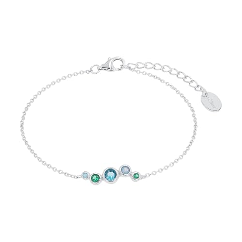 s.Oliver Armband 925 Sterling Silber Damen Armschmuck, mit Zirkonia synth., 17+3 cm, Blau, Kommt in Schmuck Geschenk Box, 2039703