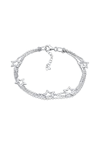 Elli Damen Schmuck Armband Strangarmband 3-Lagig Sterne Astro Trend Himmel Blogger Silber 925 Länge 18 cm