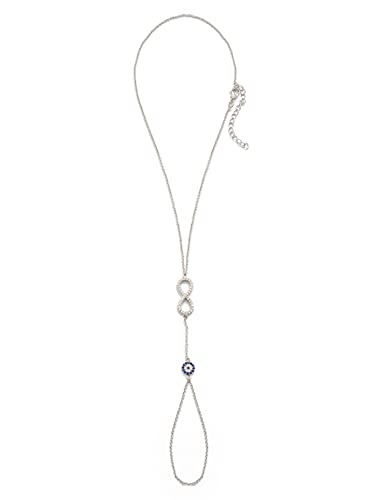 Remi Bijou Armband Armkette Sahmeran Ring Handkette Handschmuck Sklavenarmkette - Infinity Ewige Liebe Ewigkeit Auge Nazar Boncuk (Silber)