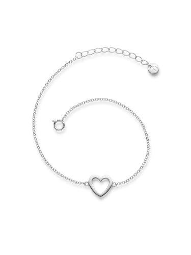 Glanzstücke München Damen-Armband Herz Sterling Silber 17 + 3 cm - Silber-Armkettchen Herzschmuck Freundschaftsarmbänder Armbändchen Silber 925