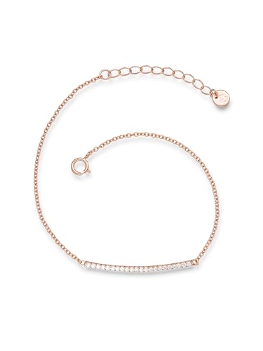GLANZSTÜCKE MÜNCHEN Damen-Armband 925 Sterling Silber rosévergoldet Zirkonia weiß - Silber-Armkettchen Roségold Freundschaftsarmbänder Armbändchen