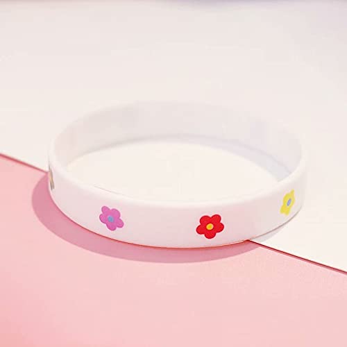 Xi-Link Teenager-Herz-Blumenmuste r-Silikon-Armband Einfach Hundert Honig-Paar-Gummi-Armband (Color : White)