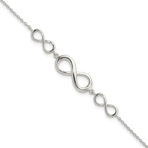 925 Sterling Silber Federring poliert Infinity Symbol Armband Schmuck Geschenke für Frauen – 18 cm, 7.25 inches, Metall