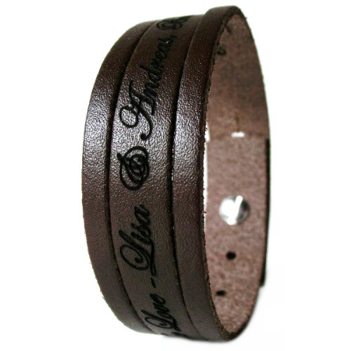 area17 Gravur Lederarmband geschlitzt 1,7cm braun - Inklusive Wunsch Gravur