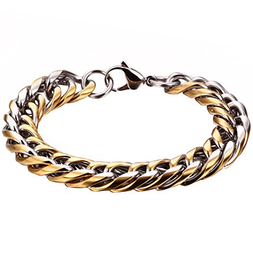 JewelryWe Schmuck 22cm Damen Herren Armband, Edelstahl Panzerkette Schmuck, Farbe Silber Gold