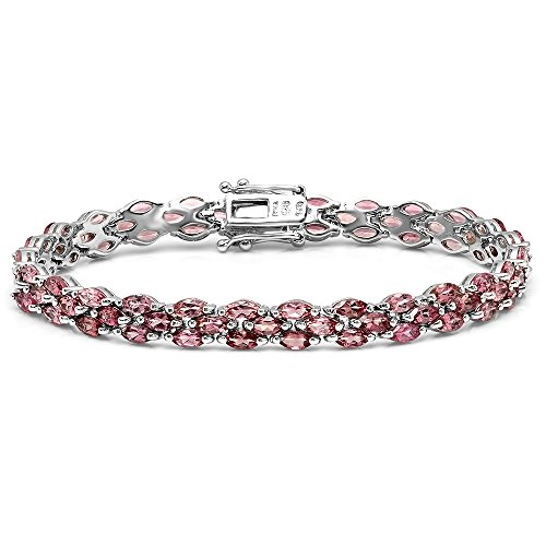 15.00 Karat (ctw) Sterling Silber Ovalschliff für echte Turmalin Damen Tennis Armband