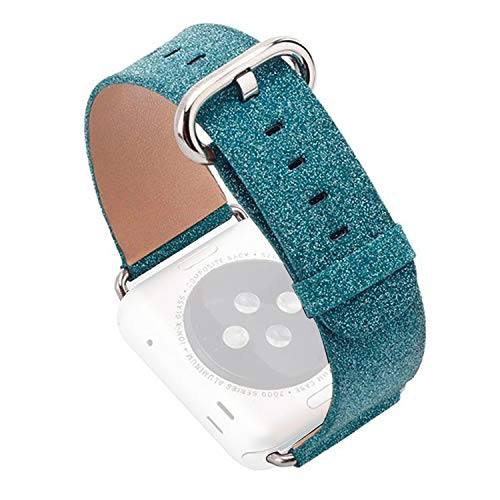HICYCT Apple Watch Armband 42mm, Deluxe Bling Glitzer gl?nzend Leder Armband Strap Ersatz für Apple Watch Armband 42mm Series 1/2/3, Sport, Edition, Nike+(42mm Grün)