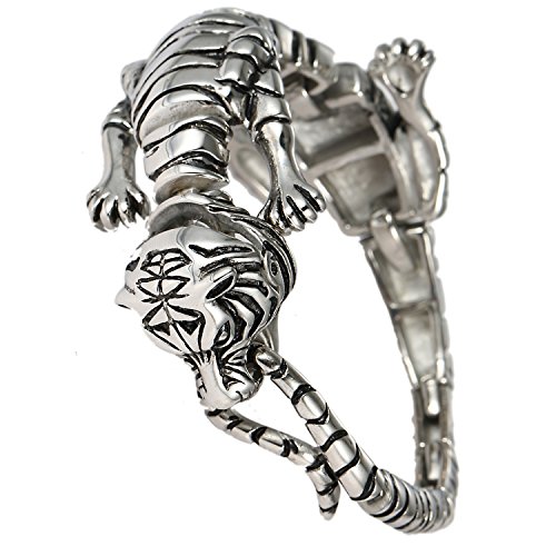 DonDon Herren Tiger Armband aus Edelstahl