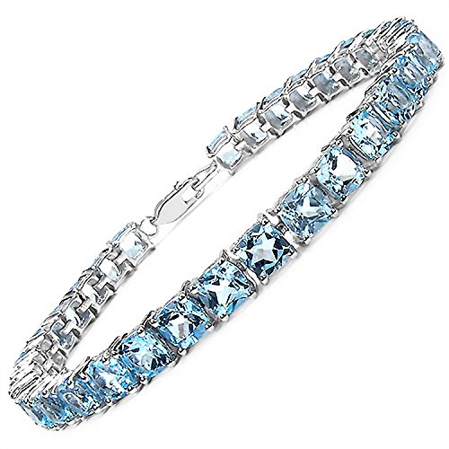 Schmuck-Schmidt-Bezaubern des Edles Blautopas Armband Silber-Rhodiniert 21,45 Karat-33 Edelsteine