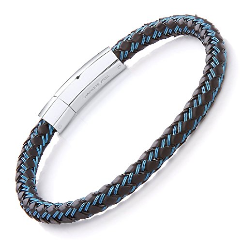 Theia Unisex Edelstahl Gummi und Drahtarmband Blau