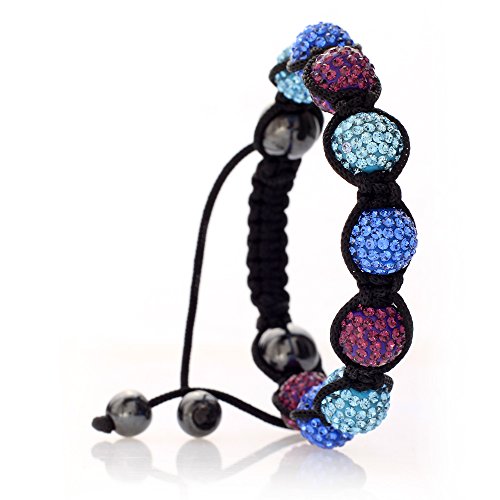 Karisma Shambala Damen Armband 10 mm Kristalkugeln mit Kristall Elements Stoff Schwarz Farbig