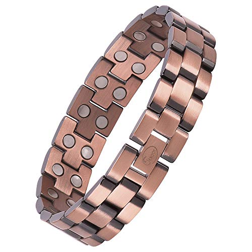 JEROOT Magnetarmband,Reines Kupfer Herren Magnetische Armbänder für Arthritis Verschluss Armband Magnet Herren Gesundheit Magnetarmband Energetix (3500 Gauss)