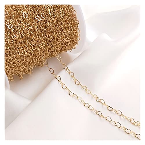 Saturey DIY-Kette 1meter 14K Gold plattierte Herzkette Kupfer Halskettenketten for handgefertigtes Armbandzubehör DIY Schmuckzubehör for Schmuckherstellung (Color : 5x3.5mm)