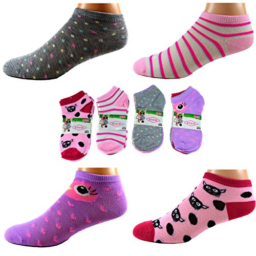 RUINUR 12 Paar Kids Mädchen Socken Kinder Sneaker Ladies Strümpfe 95% Baumwolle Art.C-201 Gr.23-38 + Silikon Armband (27-30)