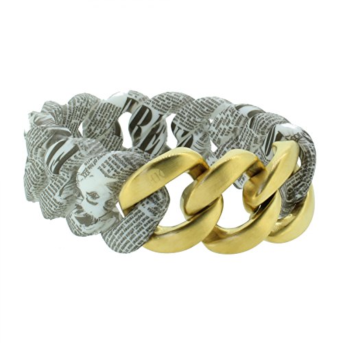 Hanse-Klunker Armband Damen ORIGINAL Silikon Muster Vintage letter, Edelstahl Gold Matt Frauen Mädchen Größe 19-20 cm inkl. Schmuck-Geschenk-Box