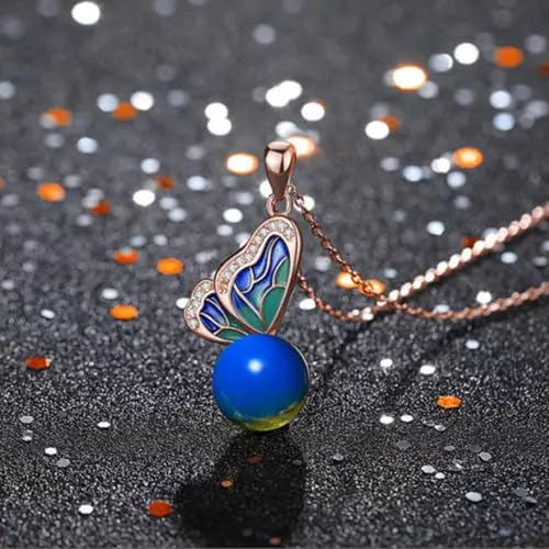 Schmetterling Bernstein Kristall Anhänger Halskette 18K vergoldet Kette zierliche Edelstein