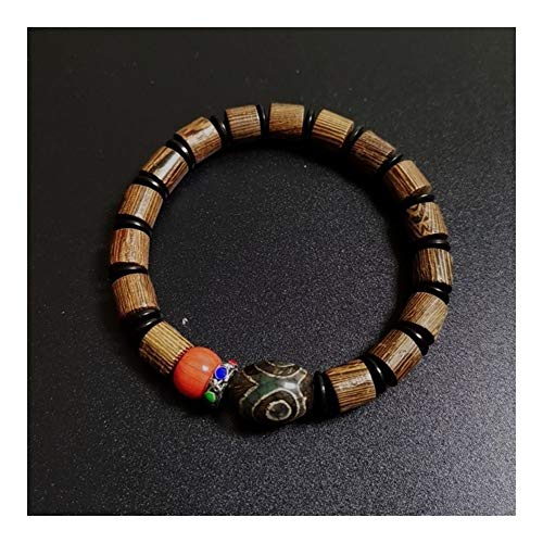 XYBB Natürliche tibetische Dzi Armbänder Chakra Buddha Gebet Three Eyed Charm Coral Holz Holz Perlen Armbänder (Color : A)