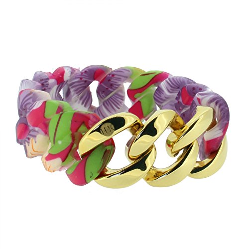 Hanse-Klunker Armband Damen ORIGINAL Silikon Muster Hawaii, Edelstahl Gold Frauen Mädchen Größe 18-19 cm inkl. Schmuck-Geschenk-Box