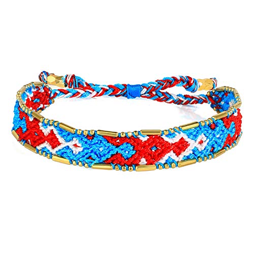 KELITCH Macrame Farbe Candy Breite Böhmen Gewebt Freundschaft Armband Handgemachte Manschette Wrap Armband (Dunkel Blau)