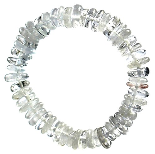 budawi® - Bergkristall Edelstein-Armband (Scheiben) 12 x 3 mm mit Stretch-Nylonfaden