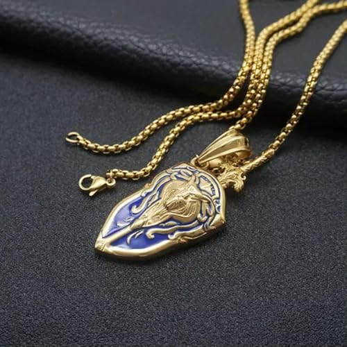 Beast Shield Schwert Trend Hip Hop Punk Herren Edelstahl Anhänger Halskette-Gold/Blau