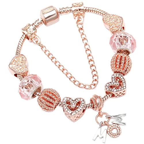 CHOUBAGUAI Schlüsselanhänger Roségold Farbe Feine Armbänder Armreifen Riesenrad Perlen Charm Armband für Frauen Schmuck Geschenk - 002,20cm
