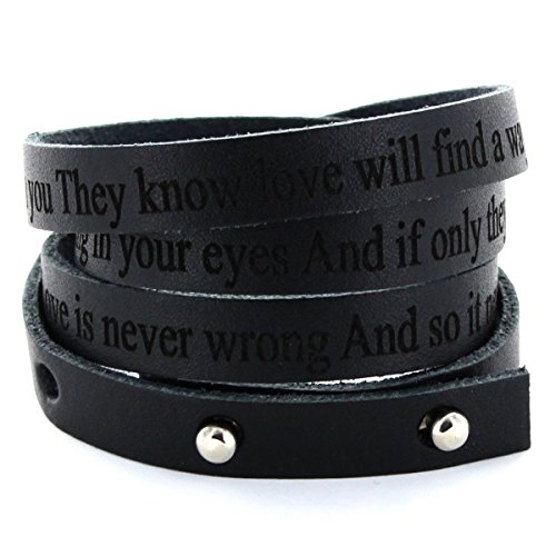 area17 Gravur Lederarmband Wickelarmband, schwarz - MIT IHREM WUNSCHTEXT