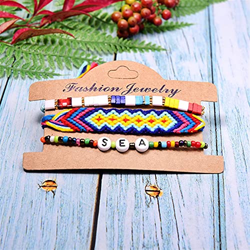 XXXXW Armbänder für Damen 3Pieces Armbänder für Frauen Perlen Trendy Chic Girl Charm Wrap Gewebt Meer Geflochtene Femme Schmuck