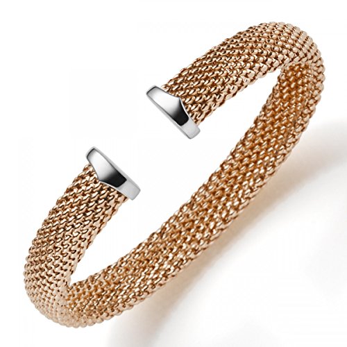 9,5mm Himbeer Armspange Armband 585 Gold Rotgold, Endstücke Weißgold