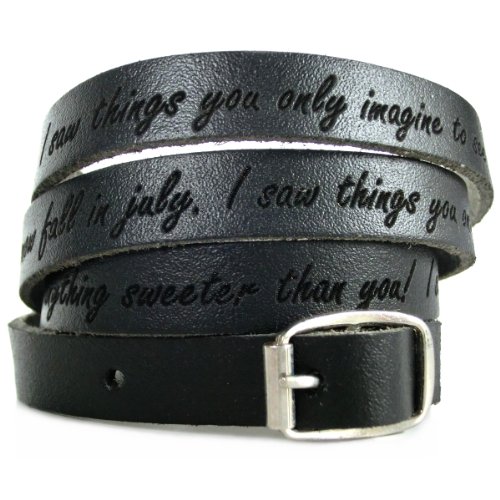 area17 Lederarmband Wickelarmband 50 cm Used schwarz mit Schnalle Armband mit Wunsch Gravur