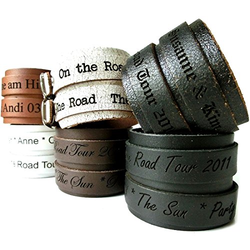 area17 Gravur Lederarmband Doppelriemen - mit Wunsch Gravur