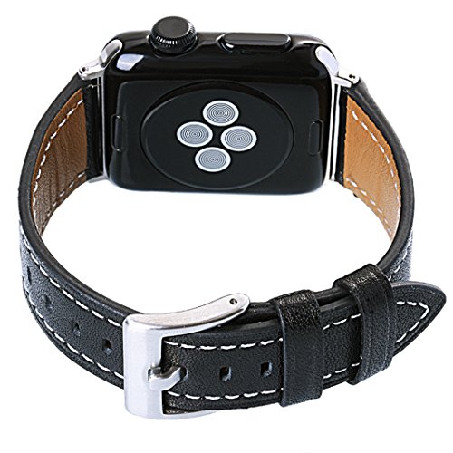 Apple Watch Armband 42mm schwarz,iWatch Leder Uhrenarmband,Ersatz Schlaufe Smart Watch band für Apple watch 42mm Series 3/2/1 Sport Edition und Nike+