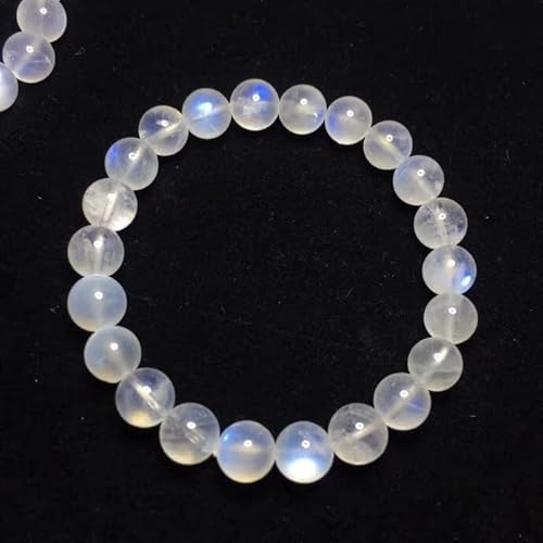 HZLXF1 Natürliches blaues Licht Mondstein Kristall Klar Runde Perlen Armband Geeignet for Frauen Männer 6mm 7mm 8mm 9mm 10mm Zubehör (Gem Color : 8mm)