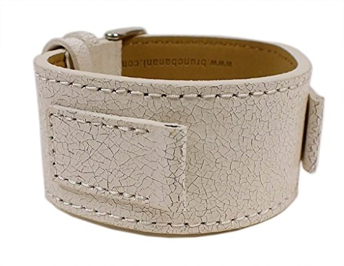 Bruno Banani Uhrenarmband Leder Band cremeweiß für Rectangular Ladies BR20954