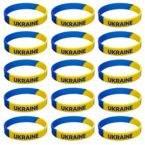 Berrysun Armband Ukraine Flagge Armband Ukraine Ukrainisches Gummi -Armband Ukrainische Geschenke Fan Perlen Perlen Damenschmuck (Color : G, Size : One Size)