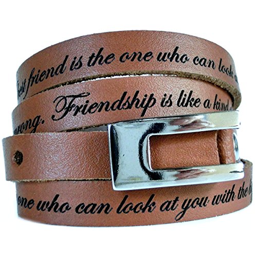 area17 Gravur Lederarmband - 70 cm mit Koppelschließe Cognac - mit Wunsch Gravur