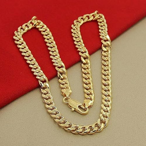 Mode Zeitlos Klassische Herren 24k Gold Halskette Klassische Seitlich Halskette Kette