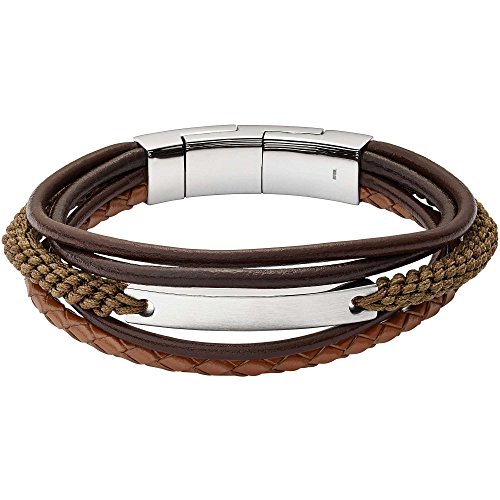 Fossil Armband Für Männer, Innenlänge: 180mm + Extender = 195mm Braun, Braun, Gold Gemischt, Edelstahlarmband, JF02703040