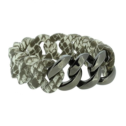 Hanse-Klunker Armband Damen ORIGINAL Silikon Muster Schlange, Edelstahl Gun Metal Frauen Mädchen Größe 19-20 cm inkl. Schmuck-Geschenk-Box