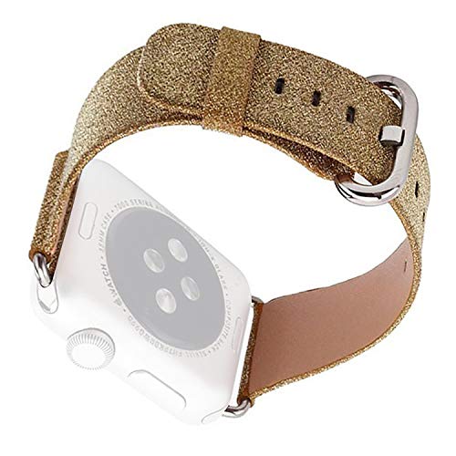 HICYCT Apple Watch Armband 42mm, Deluxe Bling Glitzer gl?nzend Leder Armband Strap Ersatz für Apple Watch Armband 42mm Series 1/2/3, Sport, Edition, Nike+(42mm Gold)