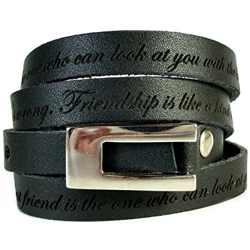 area17 Gravur Lederarmband - 70 cm mit Koppelschließe schwarz - mit Wunsch Gravur