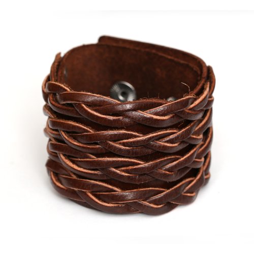 Idin Lederarmband - Braunes, handgemachtes Unisex-Lederarmband mit vier geflochtenen Strängen