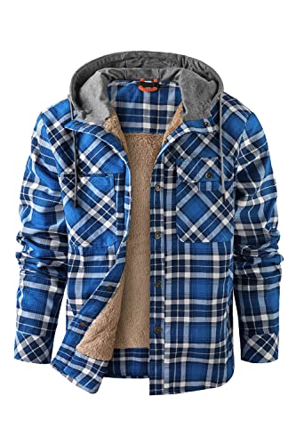 Mr.Stream Herren Thermohemd Flanellhemd Winterjacke Fleecefutter schützendem Innenfutter Holzfällerhemd Arbeitshemd Hoody 3252 Blue XL