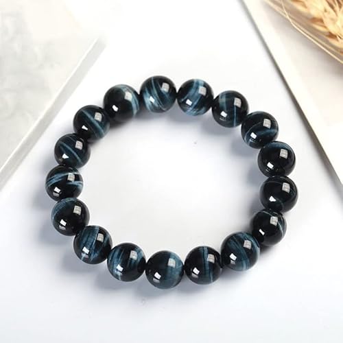 HZLXF1 Blauer Tiger Eye Buddha Armbänder Natürliche Stein Runde Perlen Elastizität Seil Geeignet for Männer Frauen Armband Stein Armband Zubehör (Length : 14mm)