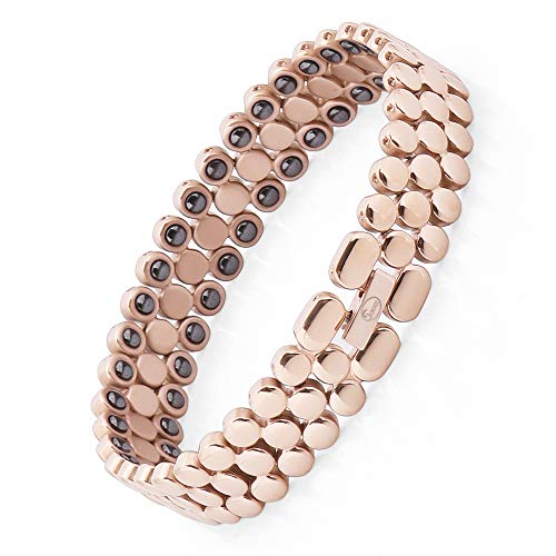 Jeroot,Damen Magnetische Armbänder für Arthritis Verschluss Armband Magnet Hämatit Energetix (Rose Gold)