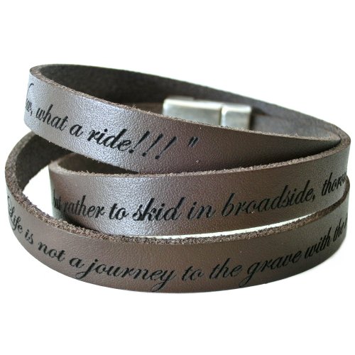 area17 Gravur Lederarmband braun mit Magnetverschluss -3-Fach gewickelt - Wunschtext Gravur inklusive